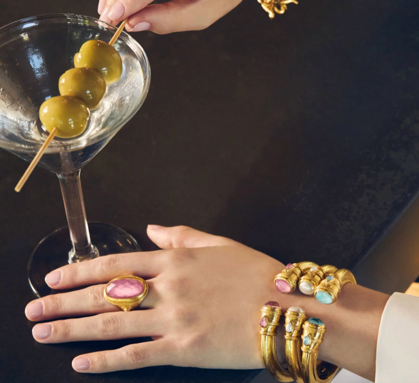 Cannes Demi Cuff	- Iridescent Tourmaline Pink