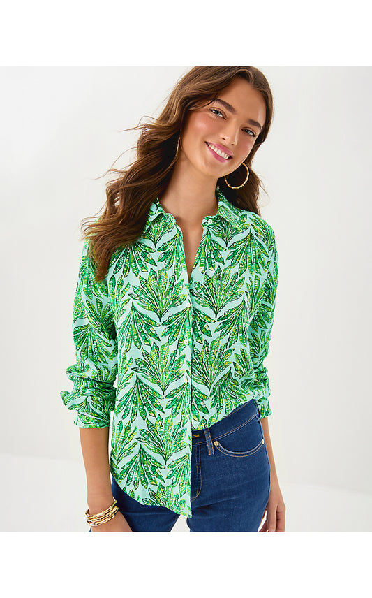 Sea View Button Down - Kitts Green - Shady Babe