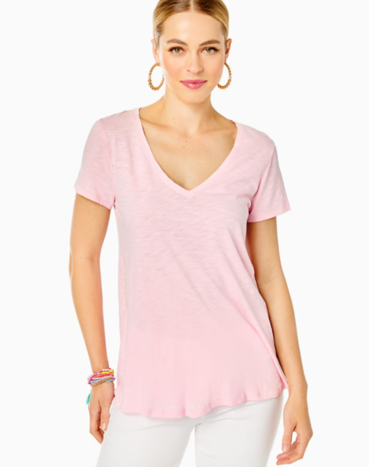 Etta V-Neck Top - Calla Lilly Pink