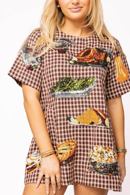 Maroon Queen of Turkey Short Sleeve Dress