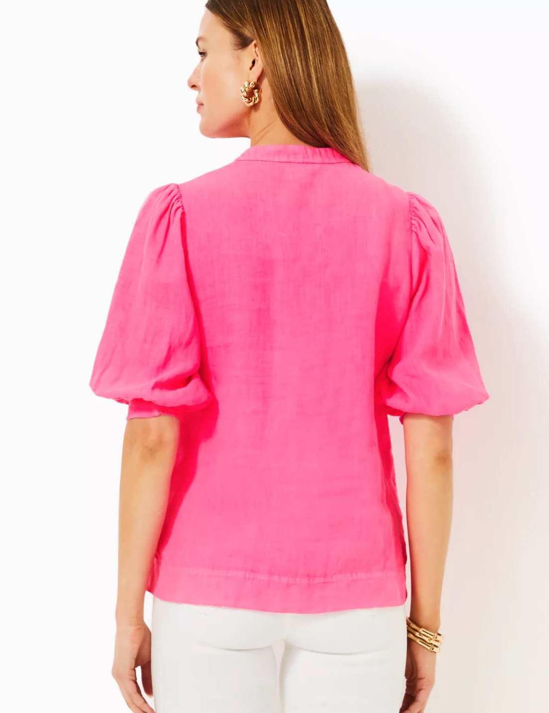 Mialeigh Linen Top - Passion Fruit Pink