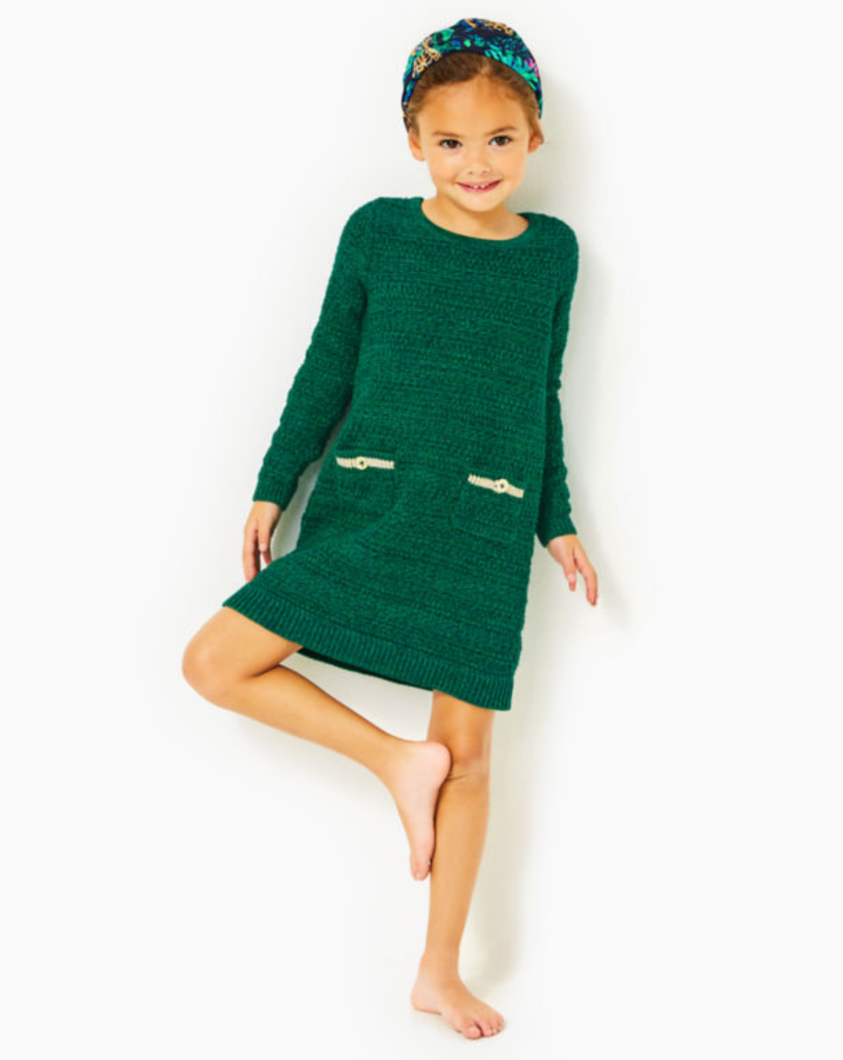 Lolo Sweater Dress - Evergreen Metallic Tweed