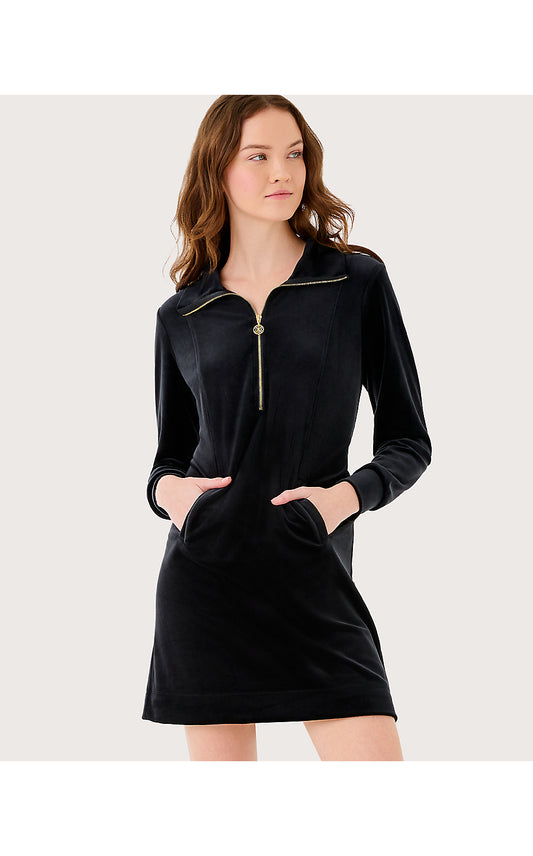 Eleni Velour Dress - Noir