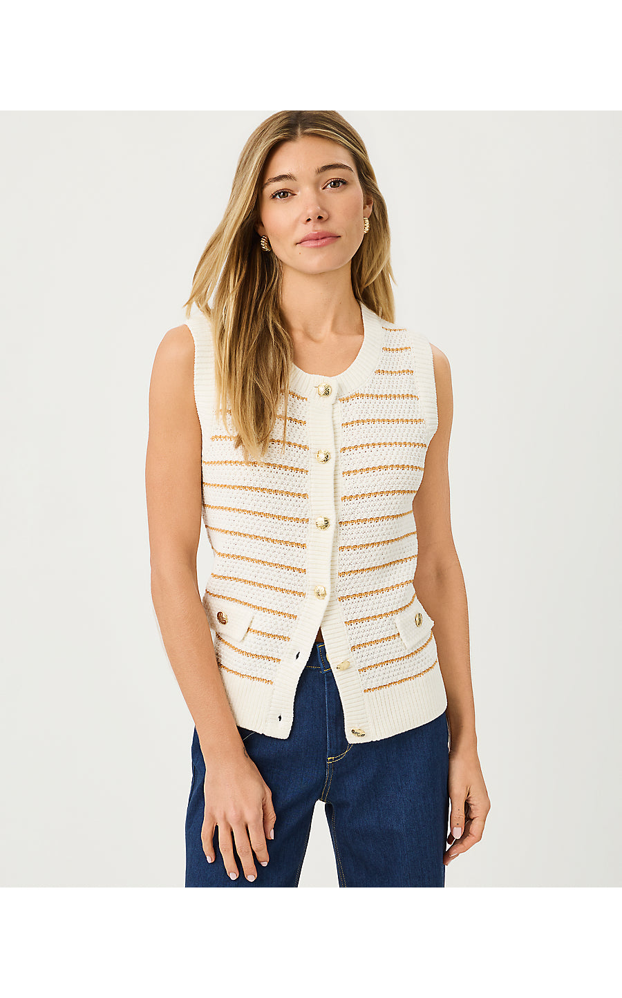 Shayna Sweater Vest - Palm Tree Stripe