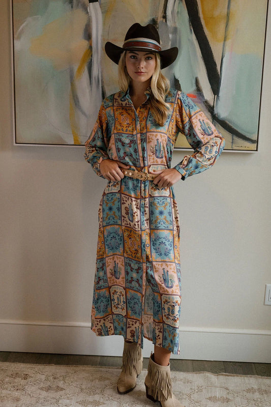 Sienna Midi Dress - Painted Tiles