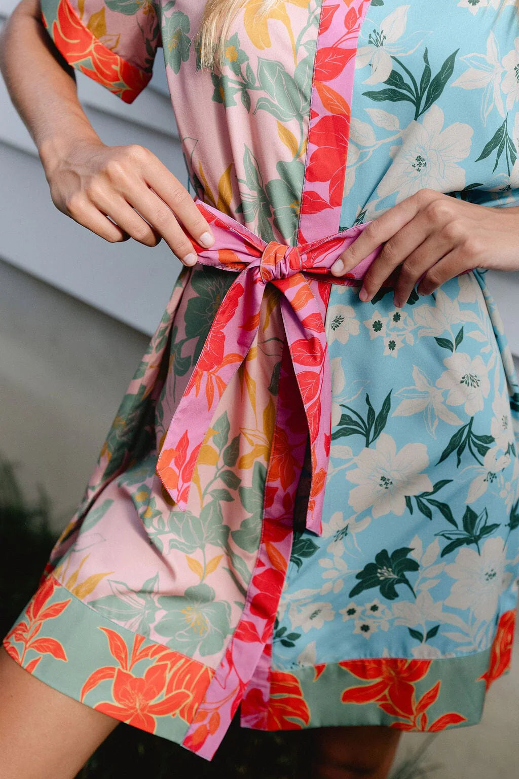 Elena Mini Dress- Colorblock Floral