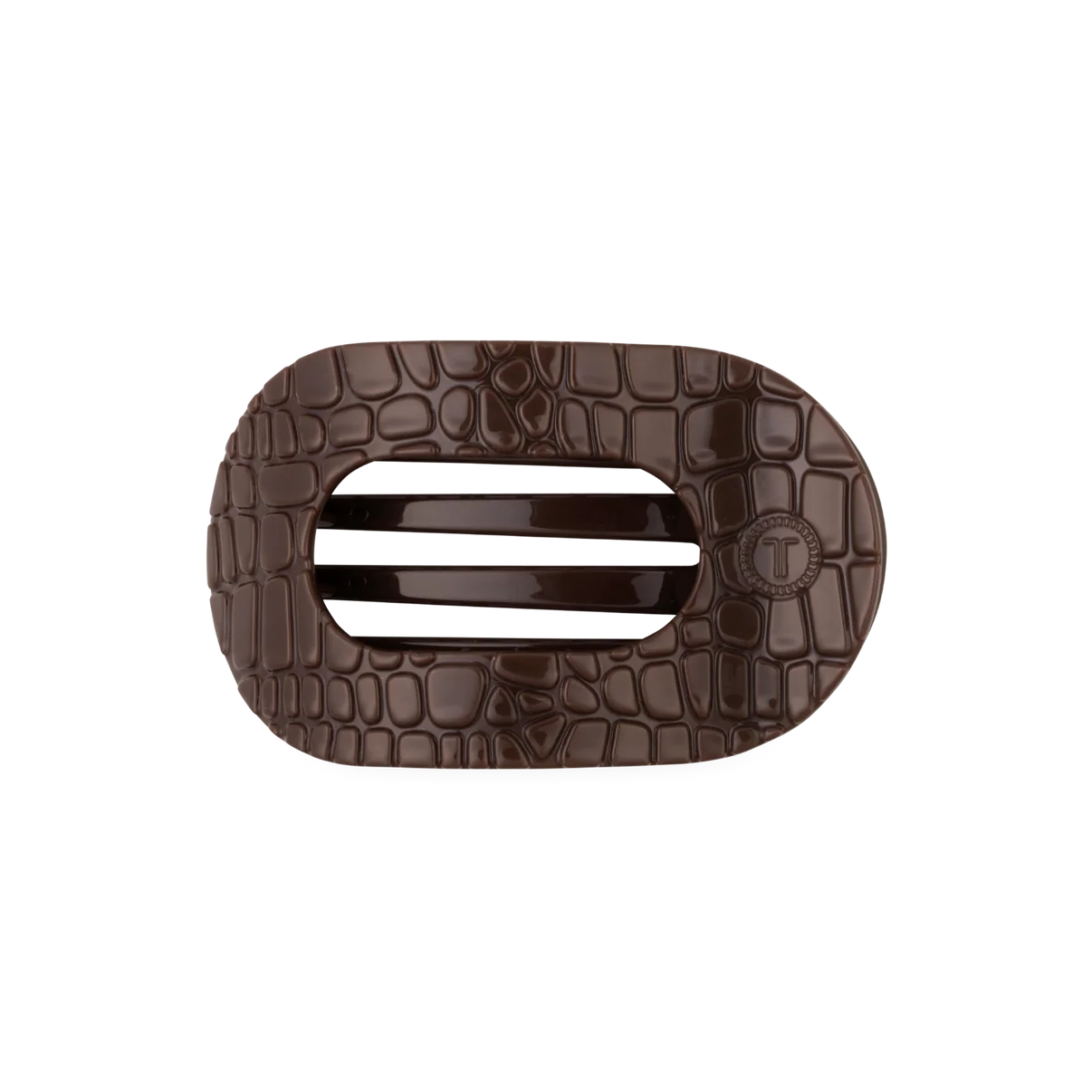 Brown Crocodile Medium Flat Round Hair
Clip