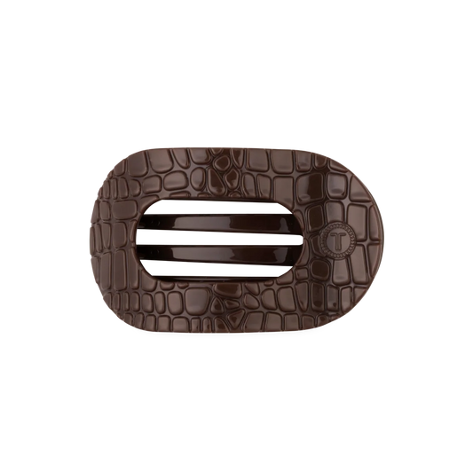 Brown Crocodile Medium Flat Round Hair
Clip