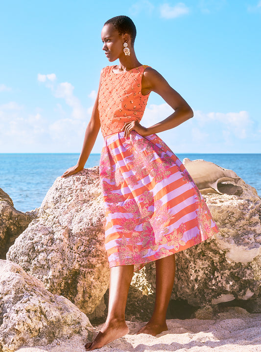 Lathan Beaded Top- Papaya