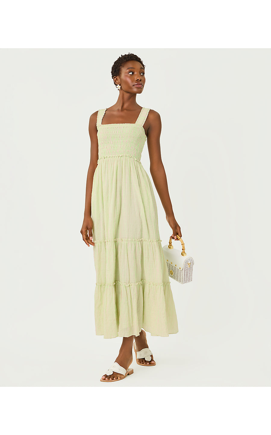 Hadly Maxi Dress - Pistachio Macaron / Conch Shell Pink