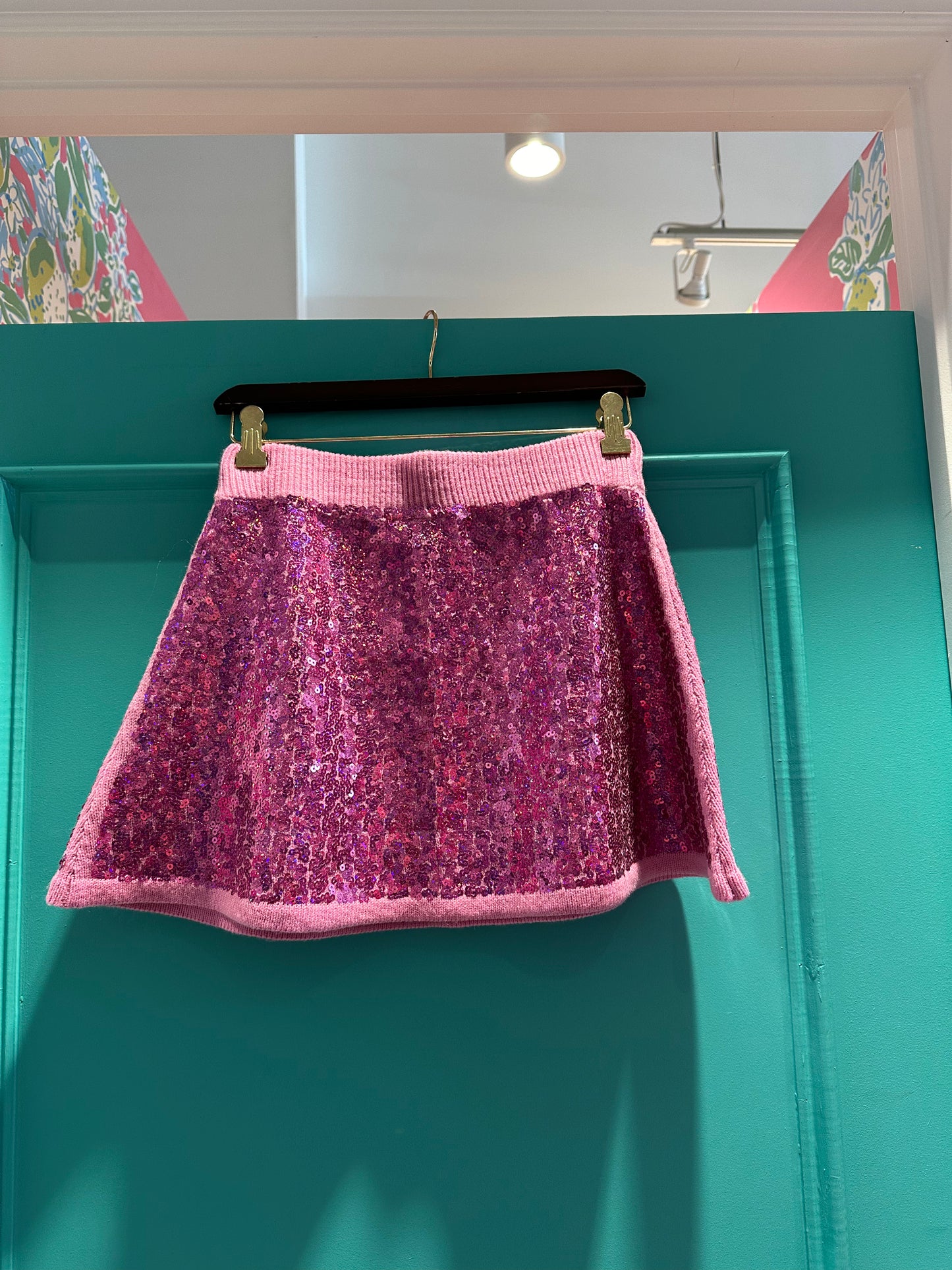 Pink Sequin Sweater Skirt