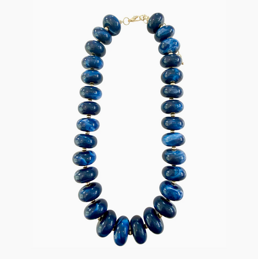 Liberty Chunky Beaded Necklace- Navy