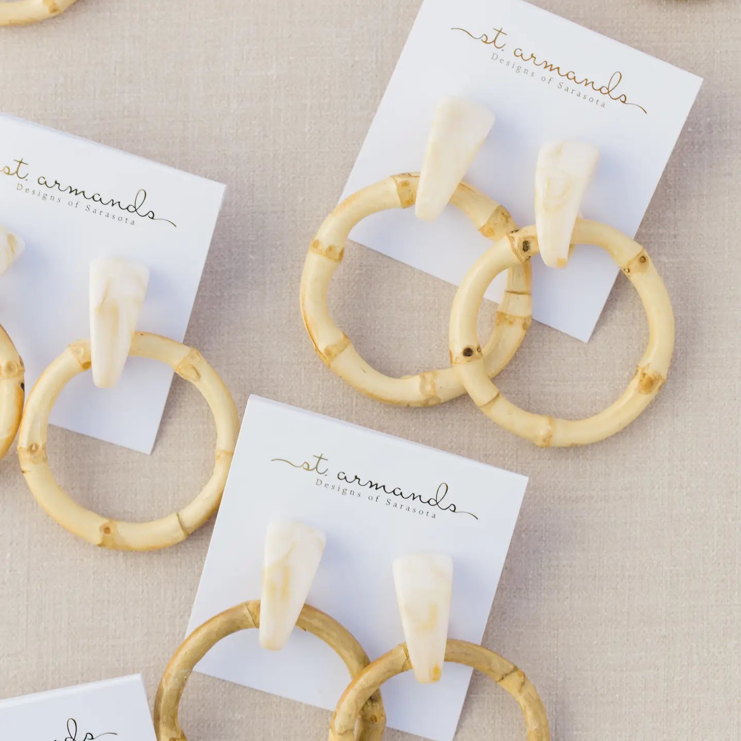 Light Brown Bamboo Statement Drop Earrings