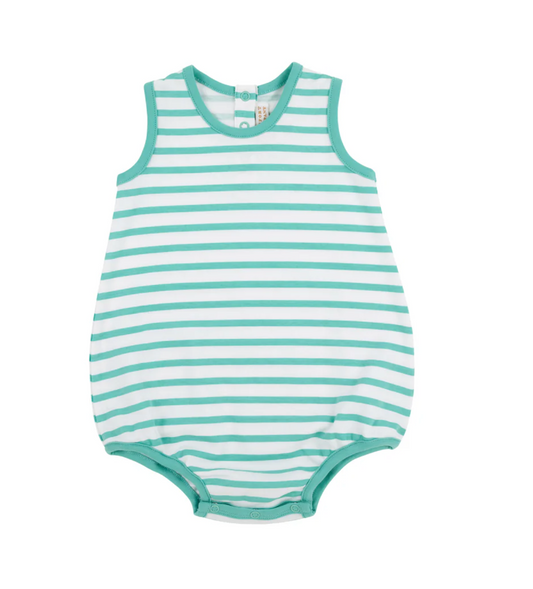 Patton Play Bubble - Pima - Turks Teal Stripe/Turks Teal