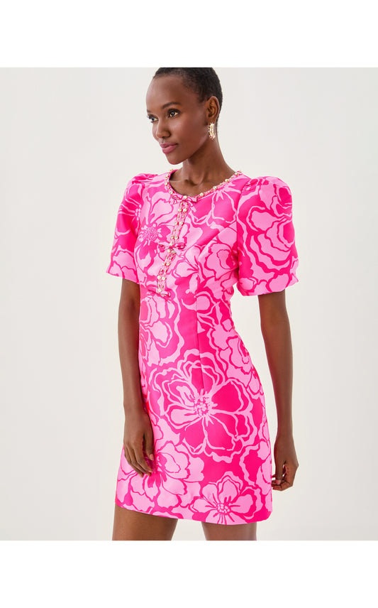 Britnee Jacquard Shift Dress - Go Big Parigi Pink