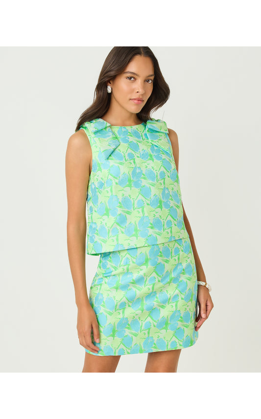 Annaleese Crop Top - Capri Blue - Tulip Tango