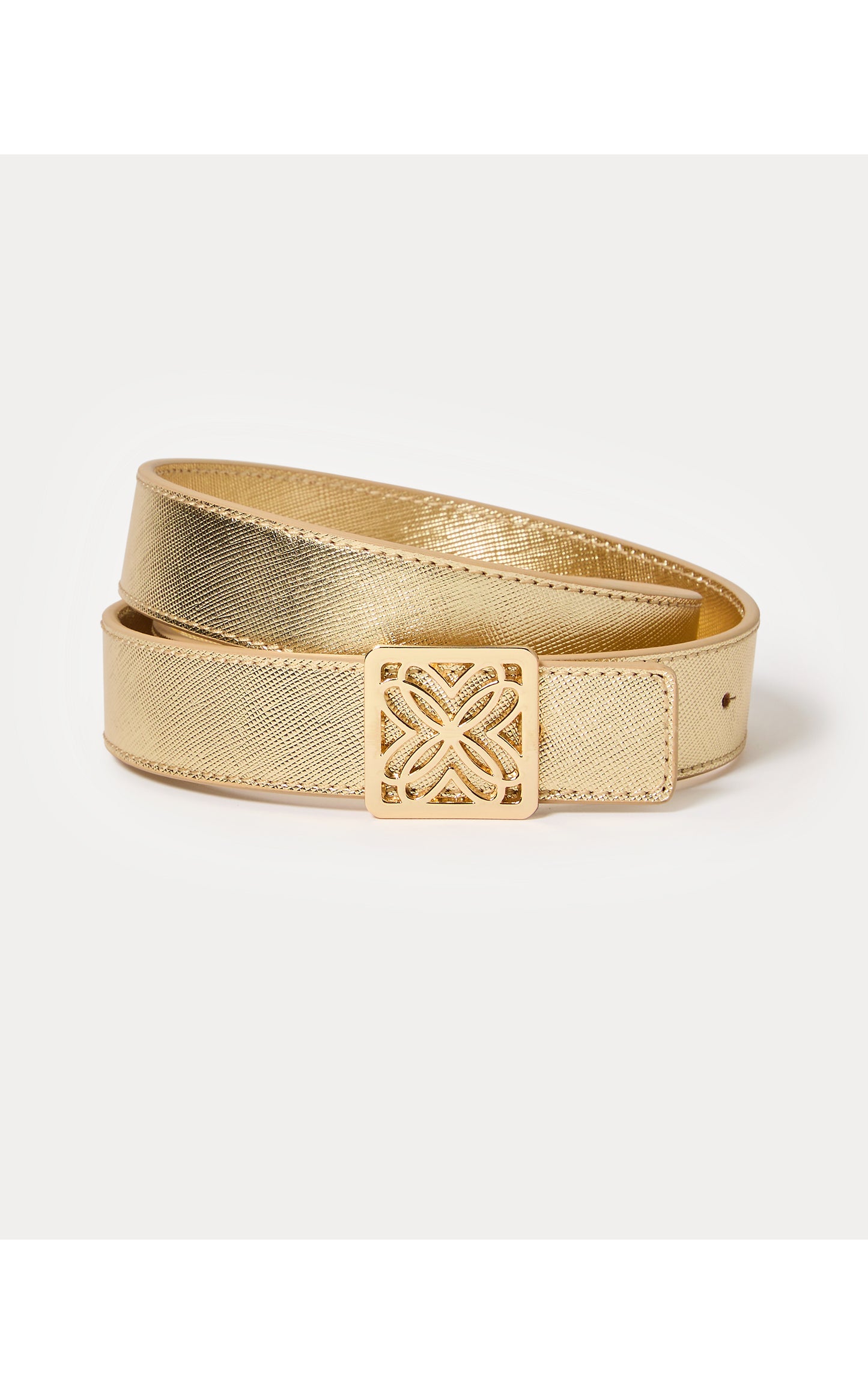 LP Skinny Leather Logo Belt - Gold Metallic