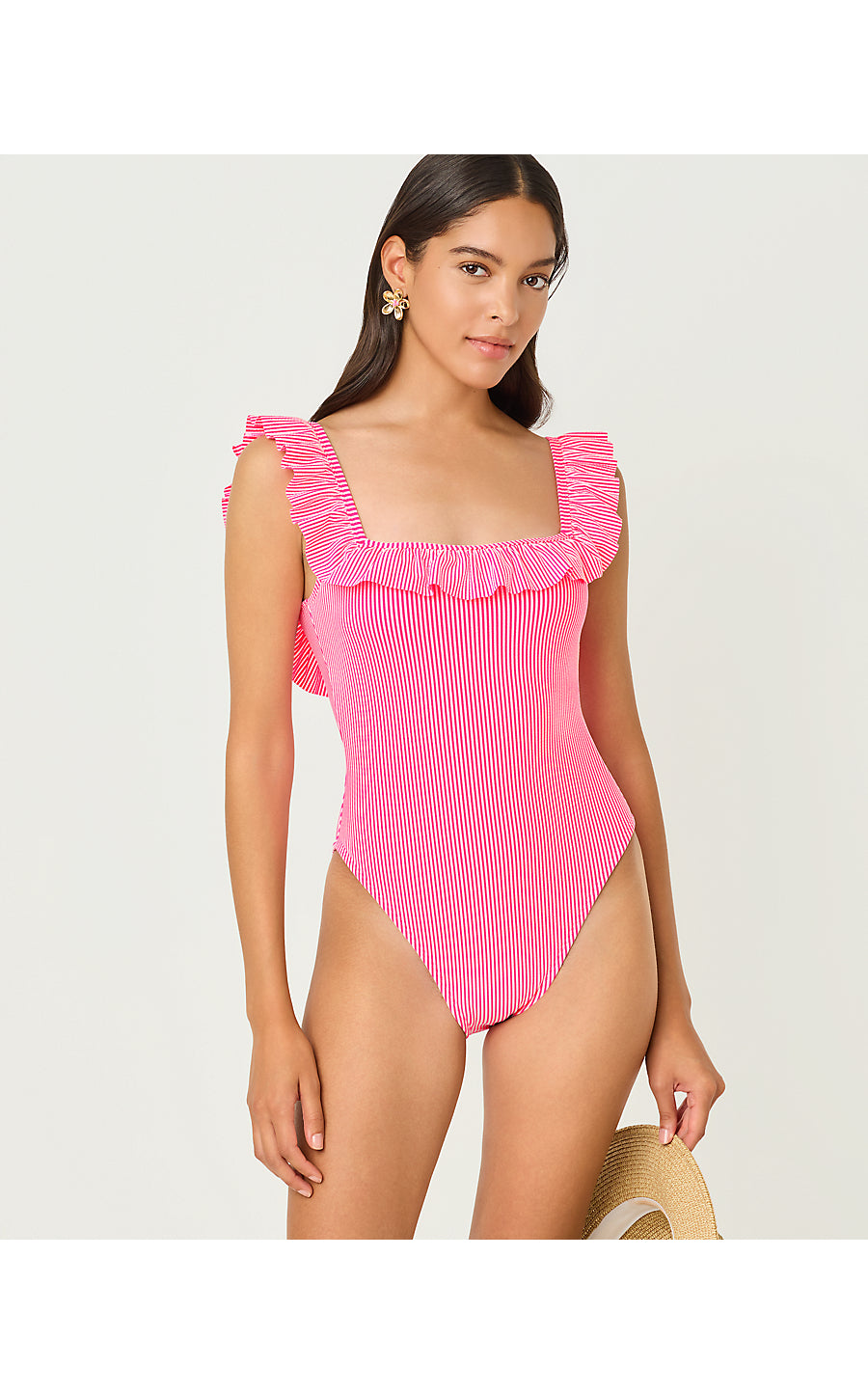 Aemma One Piece - Cherry Blossom Pink - Seersucker Stripe