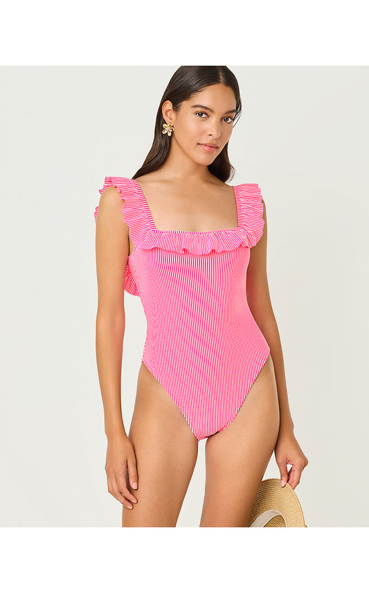 Aemma One Piece - Cherry Blossom Pink - Seersucker Stripe