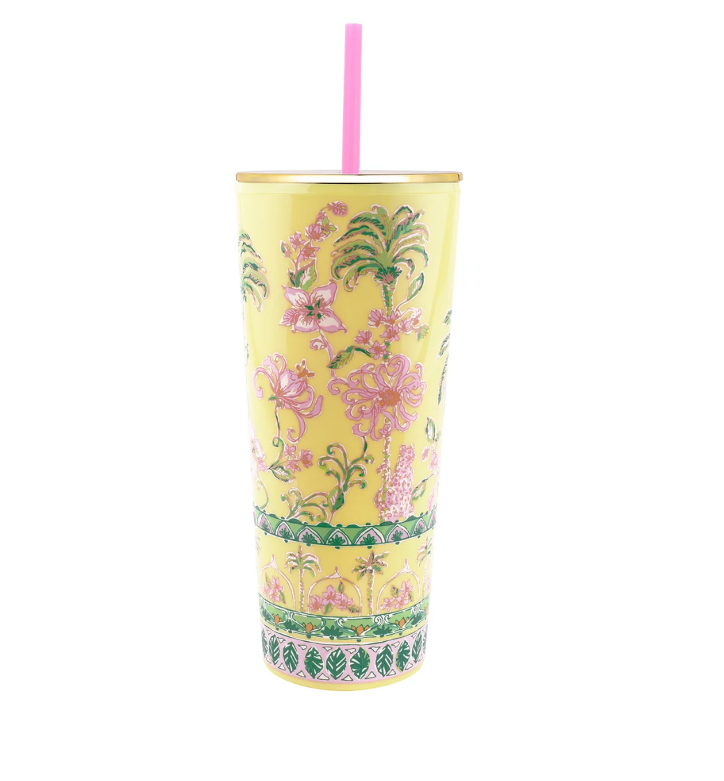 Tumbler With Straw Tropical Oasis