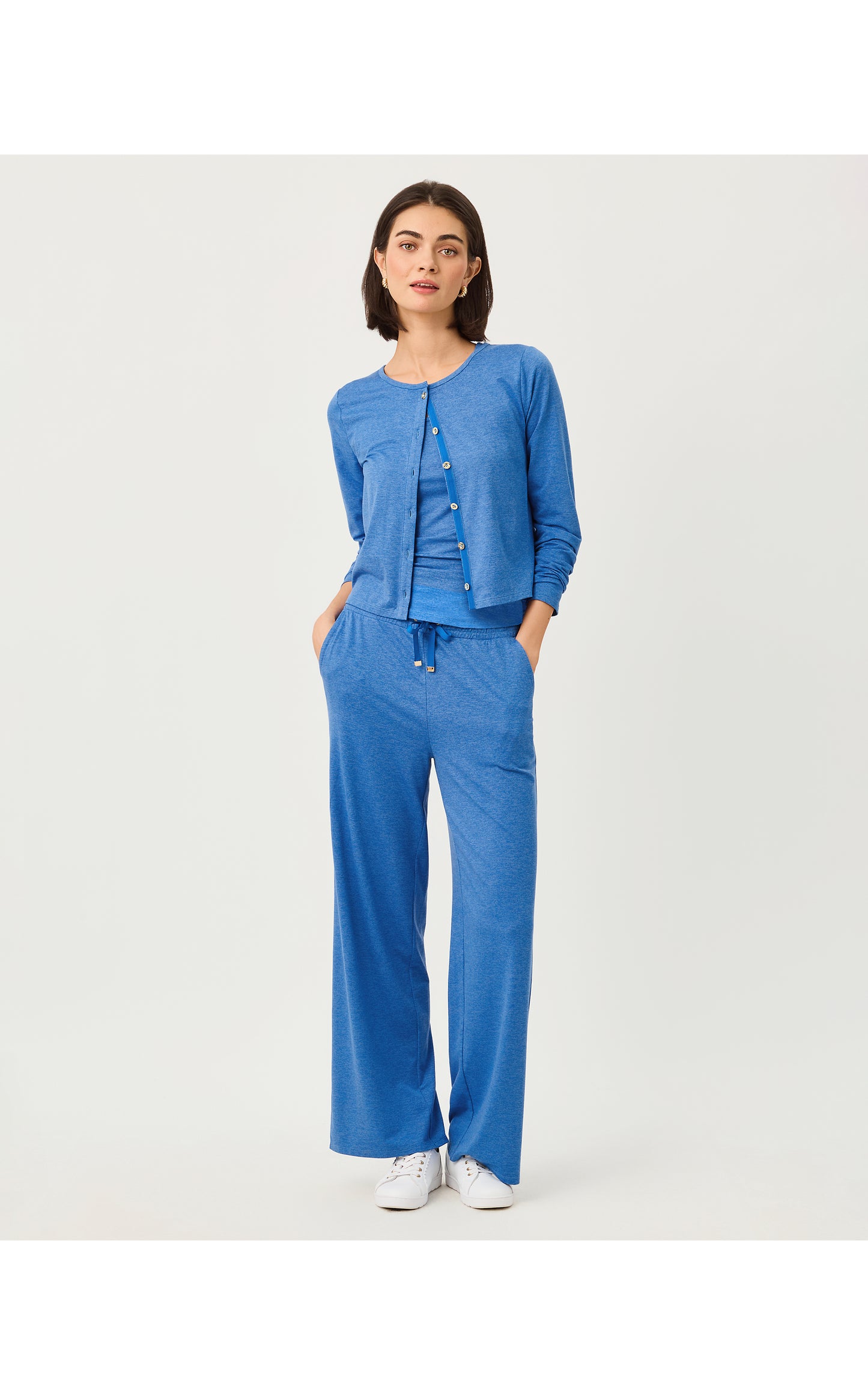 Callie Wide Leg Pant - Heathered Merriweather Blue