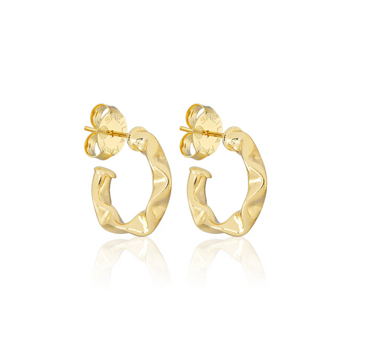 Small Wrinkled Hoops - Shiny 18K Gold Plated