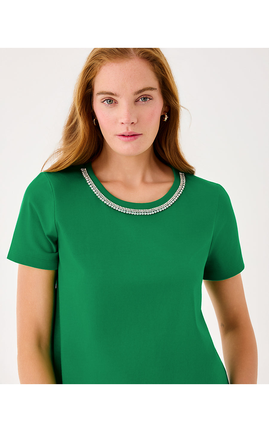 Clairmont Rhinestone Top - Bamboo Green