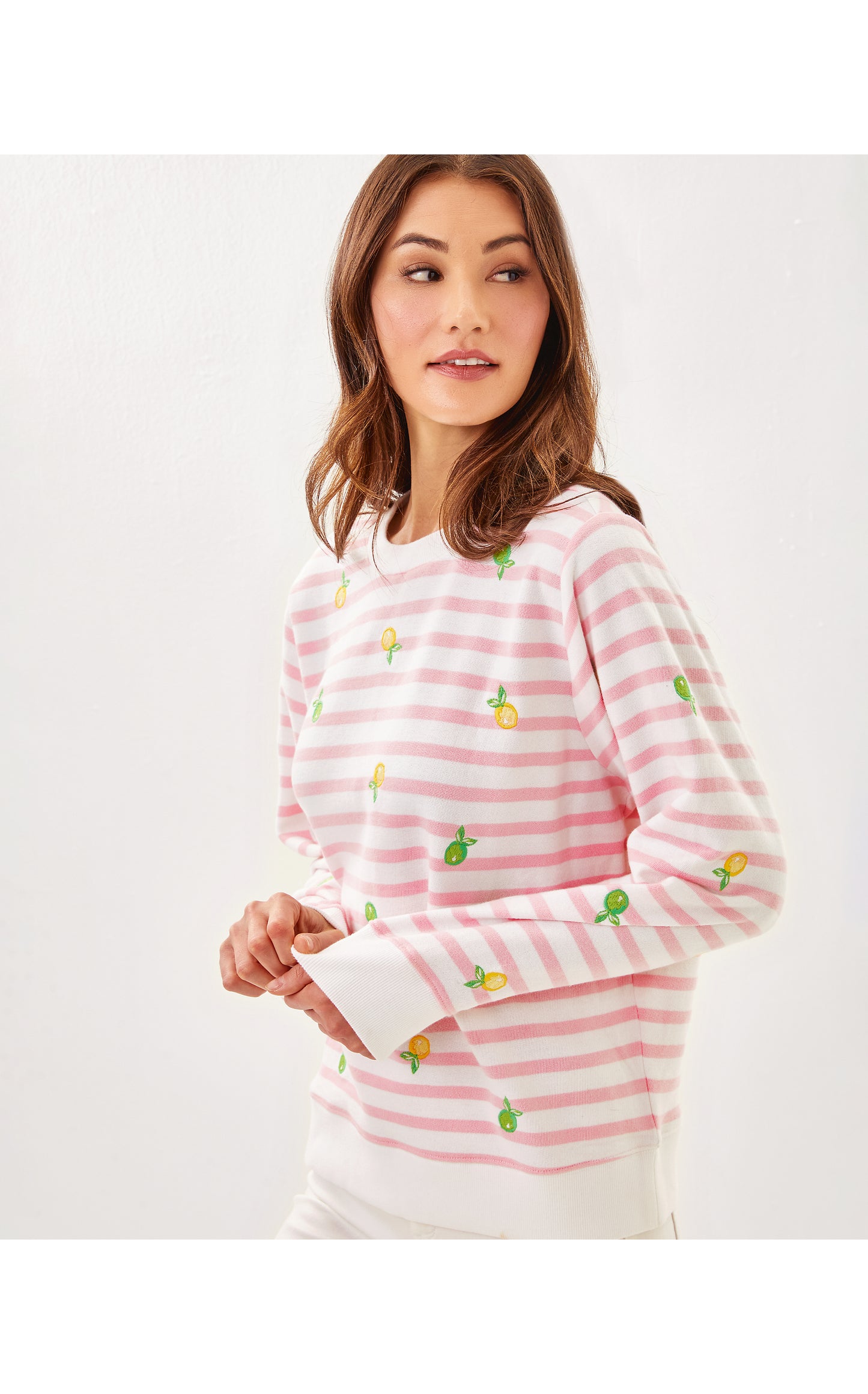 Ballad Long Sleeve Sweatshirt - Make Limeade Half Drop Embroidery