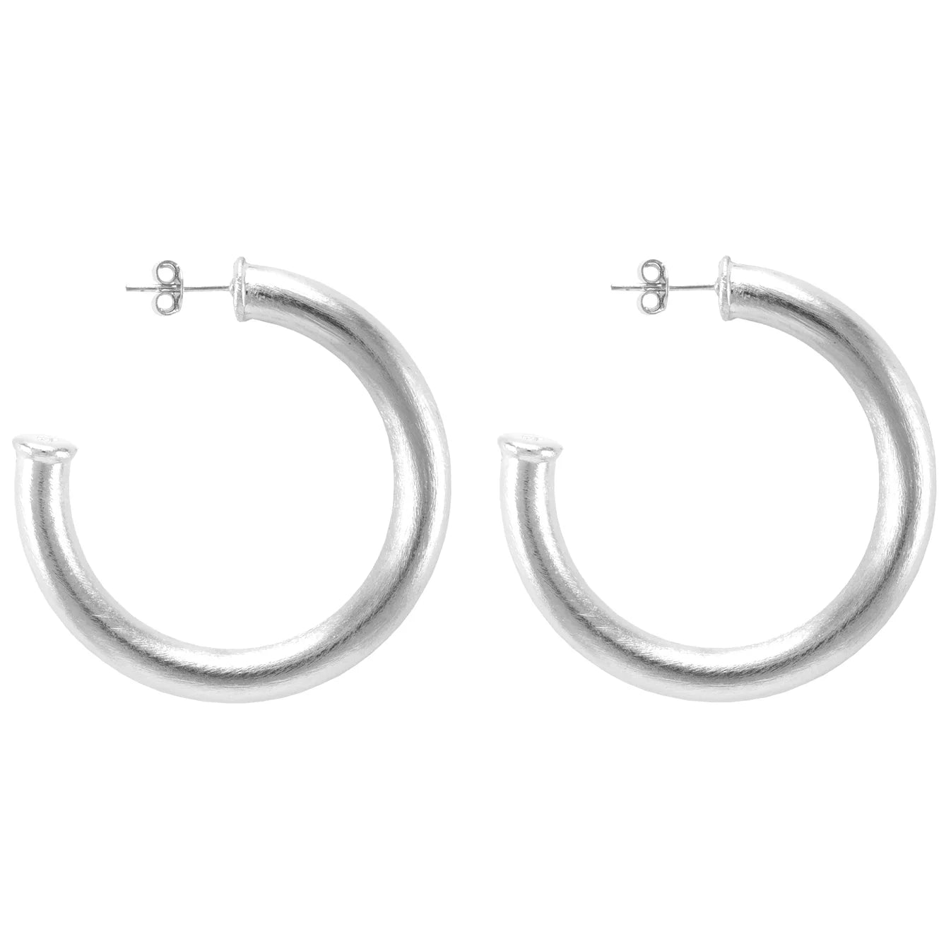 Chantal Hoops -
Brushed Silver Plated