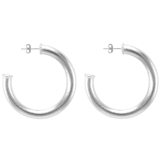 Chantal Hoops -
Brushed Silver Plated