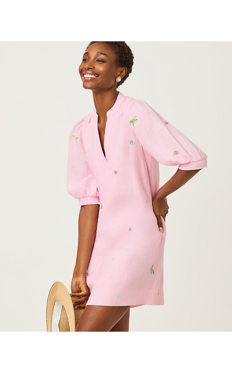 Mialeigh Dress - Conch Shell Pink -Pink Derby Ditsy