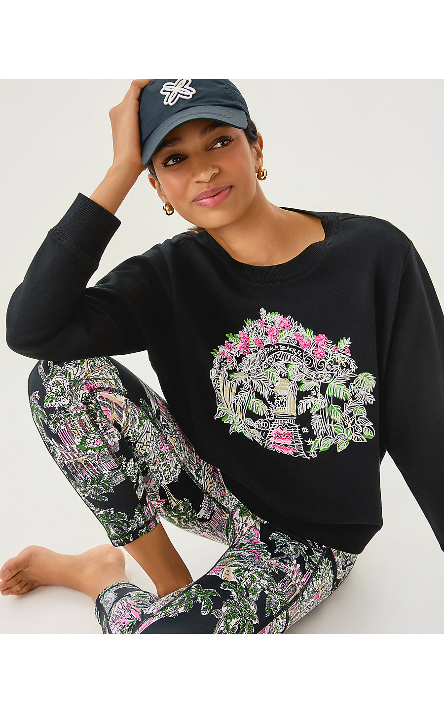 Ballad Sweatshirt - Noir - Palm Beach Toile