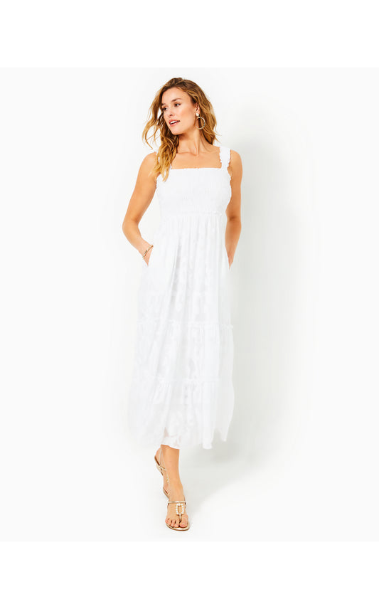 Hadly Smocked Maxi Dress - Resort White