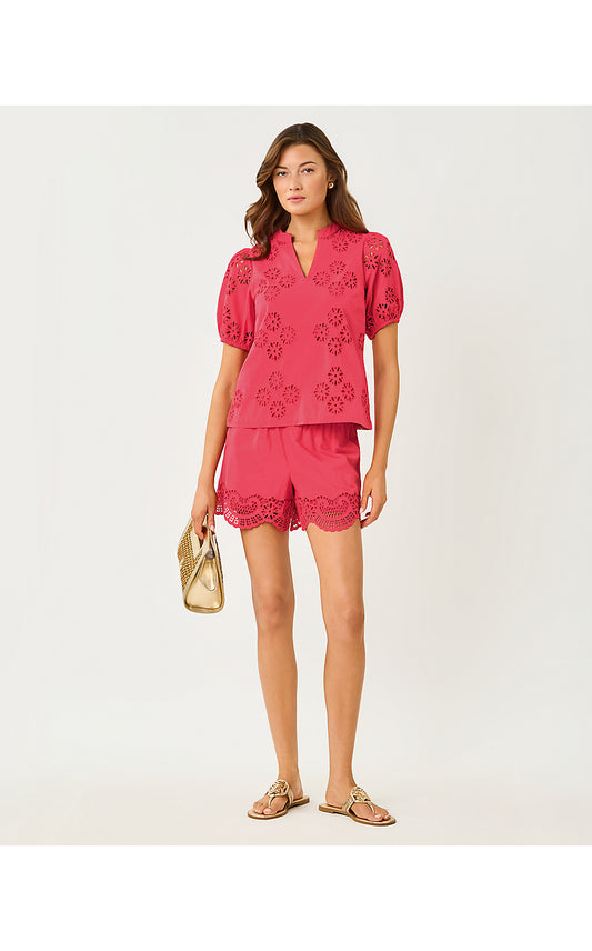 Kilah Eyelet Shorts - Paradise Punch - Medallion Petals