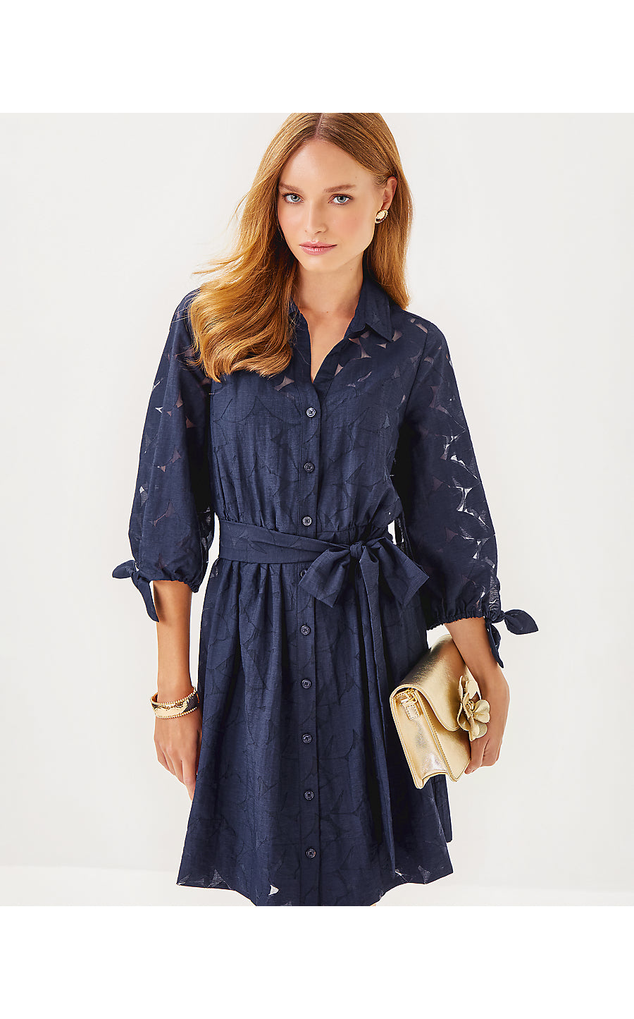 Amrita Shirtdress - True Navy Flora Faille