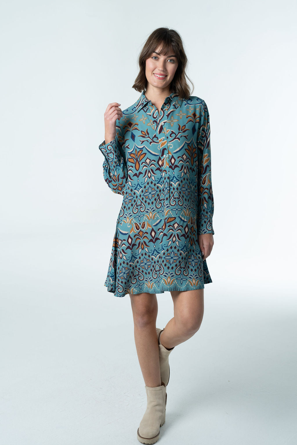Margot Mini Dress - Dusty Teal