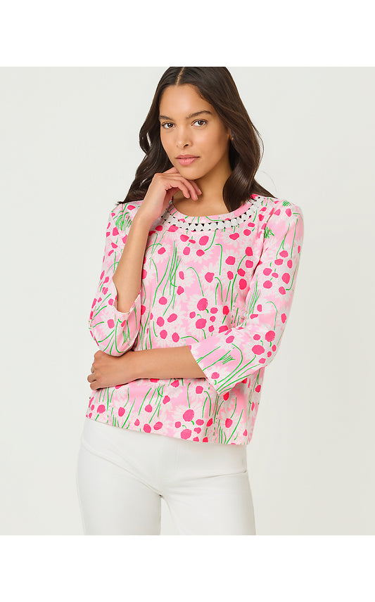 Clairmont Top - Conch Shell Pink - Sunny Daisies