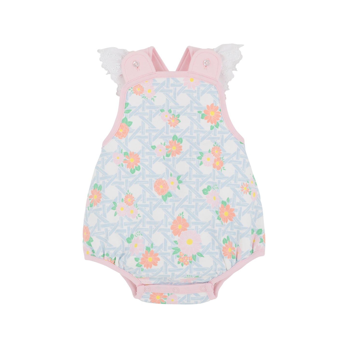 Saylor Sunsuit - Pima Cayman Island Cane/Palm Beach Pink