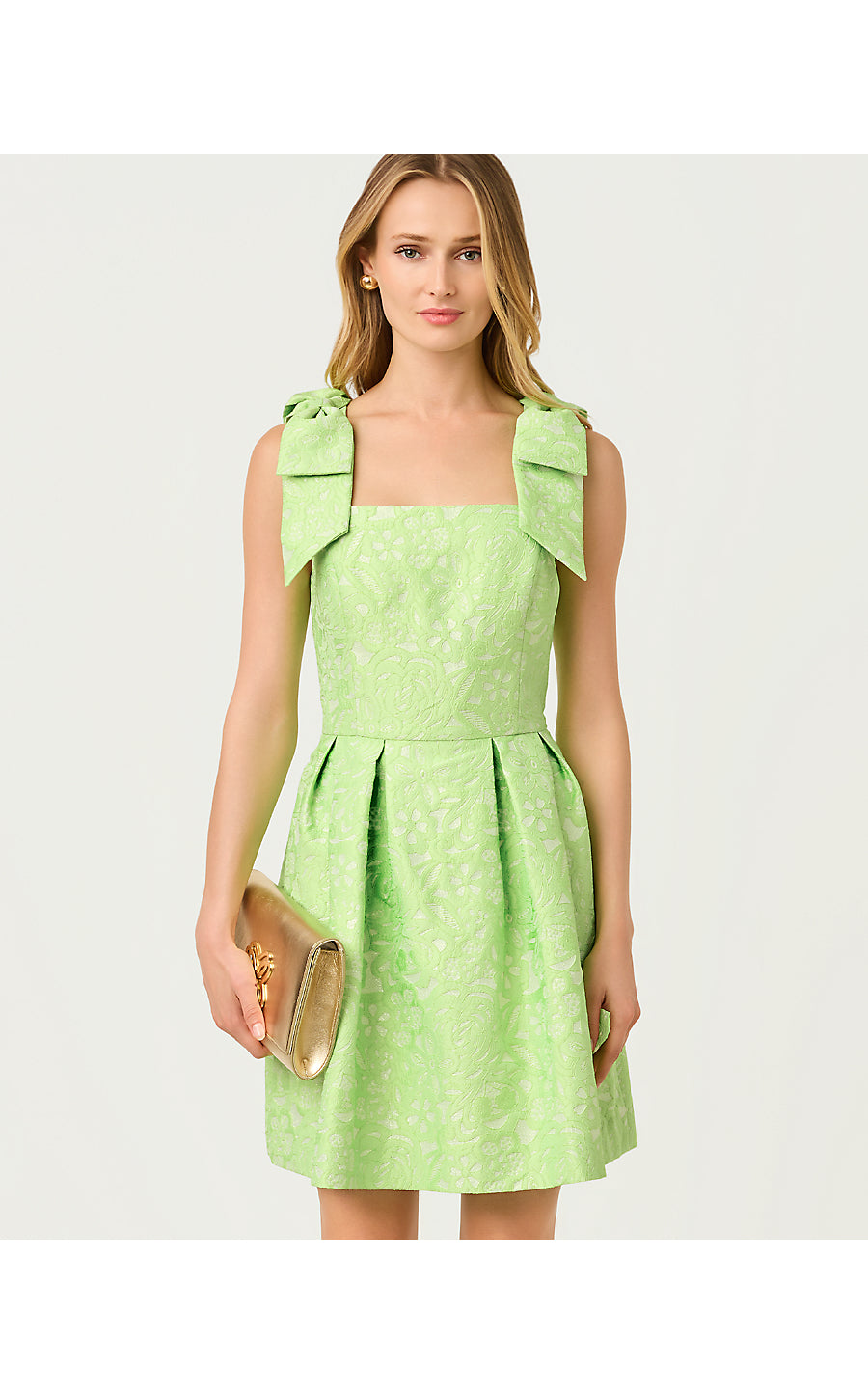 Cerese Romper - Pistachio Macaron - Floral Cutwork Metallic Stripe