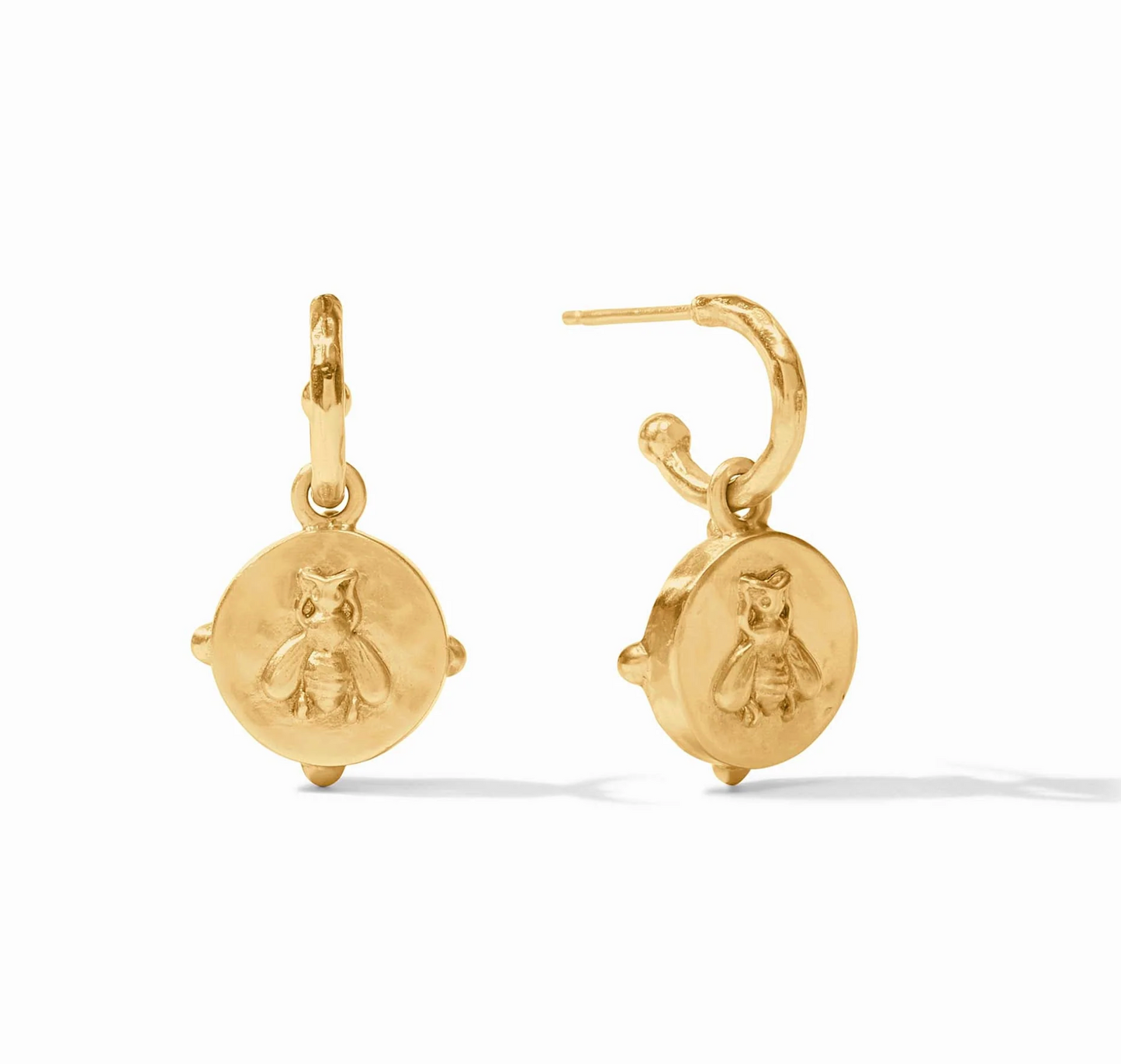 Honeybee Hoop & Charm Earring - Iridescent Emerald Green