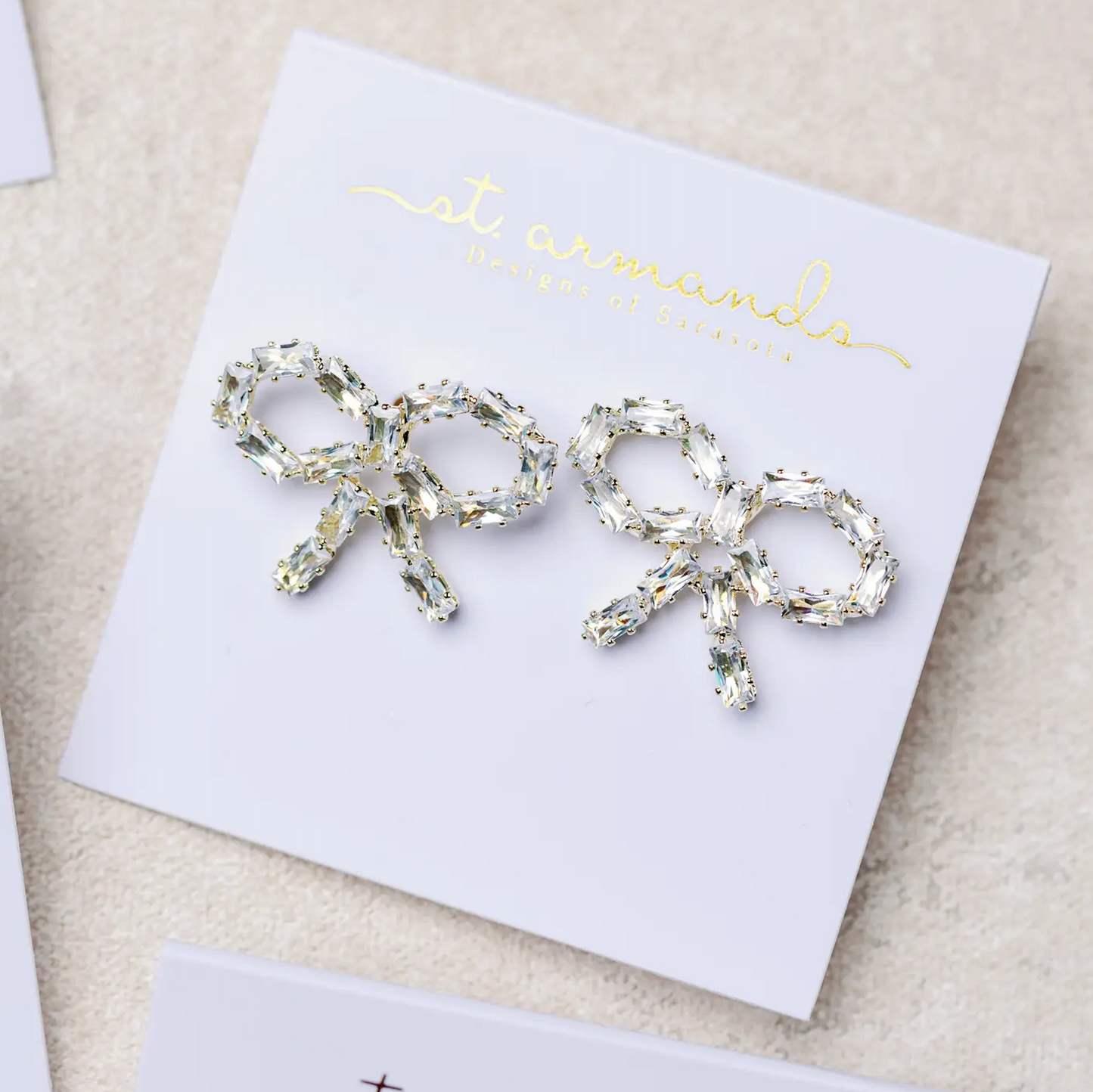 Sparkling Diamond Mini Holiday Statement Bow Earrings