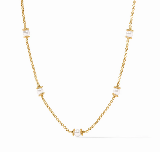 Hydra Delicate Station Necklace - Pearl