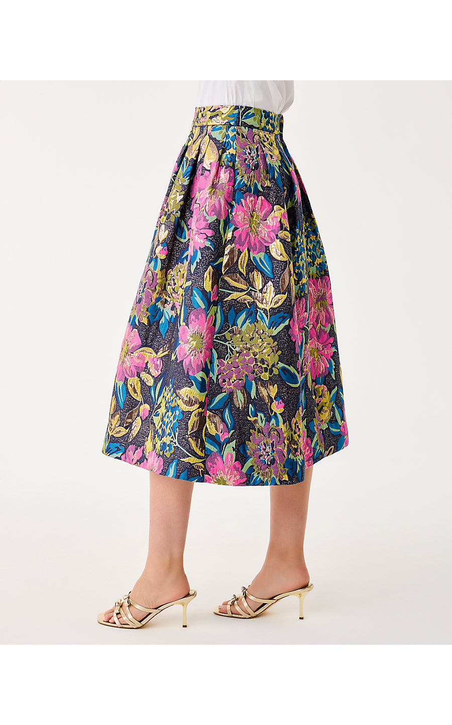 Elyce Midi Skirt - Canopy Blooms Floral Jacquard