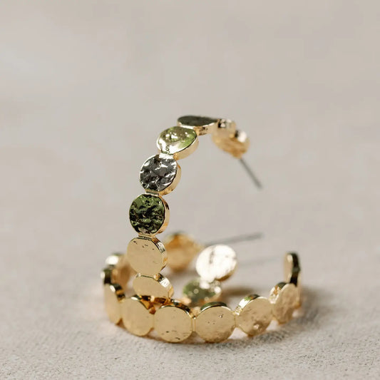 Hammered Gold Scalloped Hoop Earring