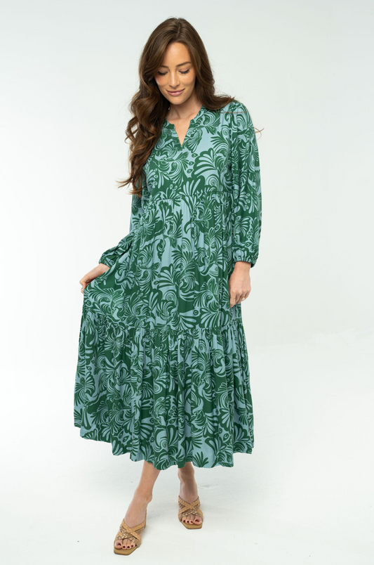 Long Sleeve Jenny Maxi Dress - Kelly Green