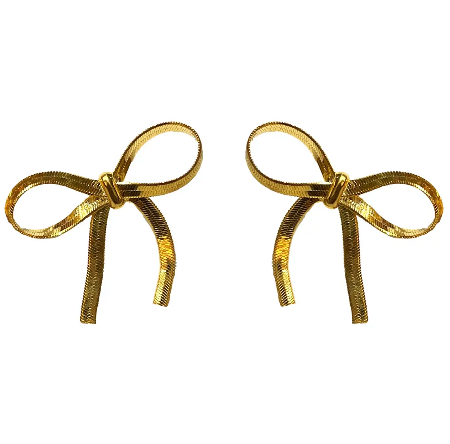 Mini Gold Duster Bow Holiday Earrings