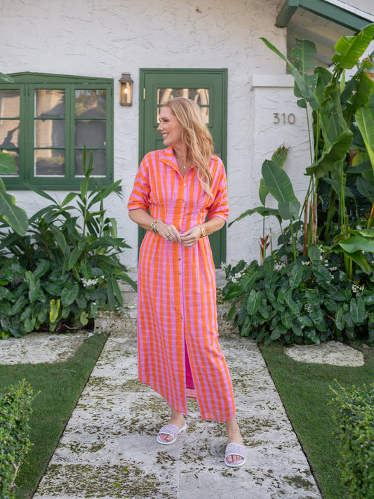 Georgia Maxi - Coral Pink Stripe
