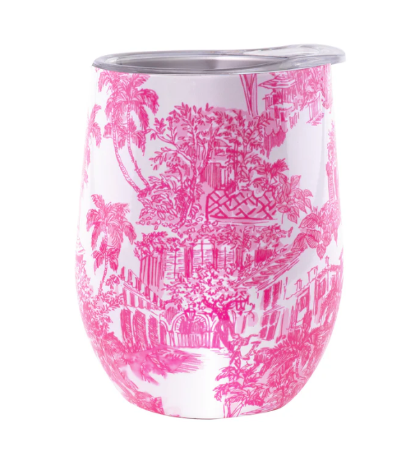 Insulated Stemless Tumbler Palm Beach Toile