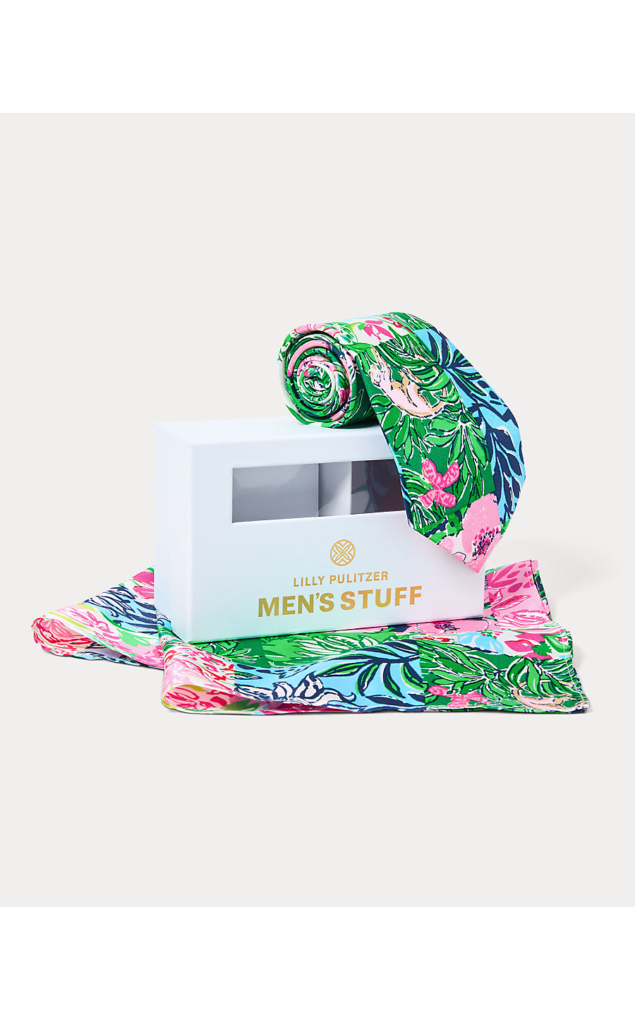 Mens Stuff Tie and Pocket Square Set - Party Punch Patch