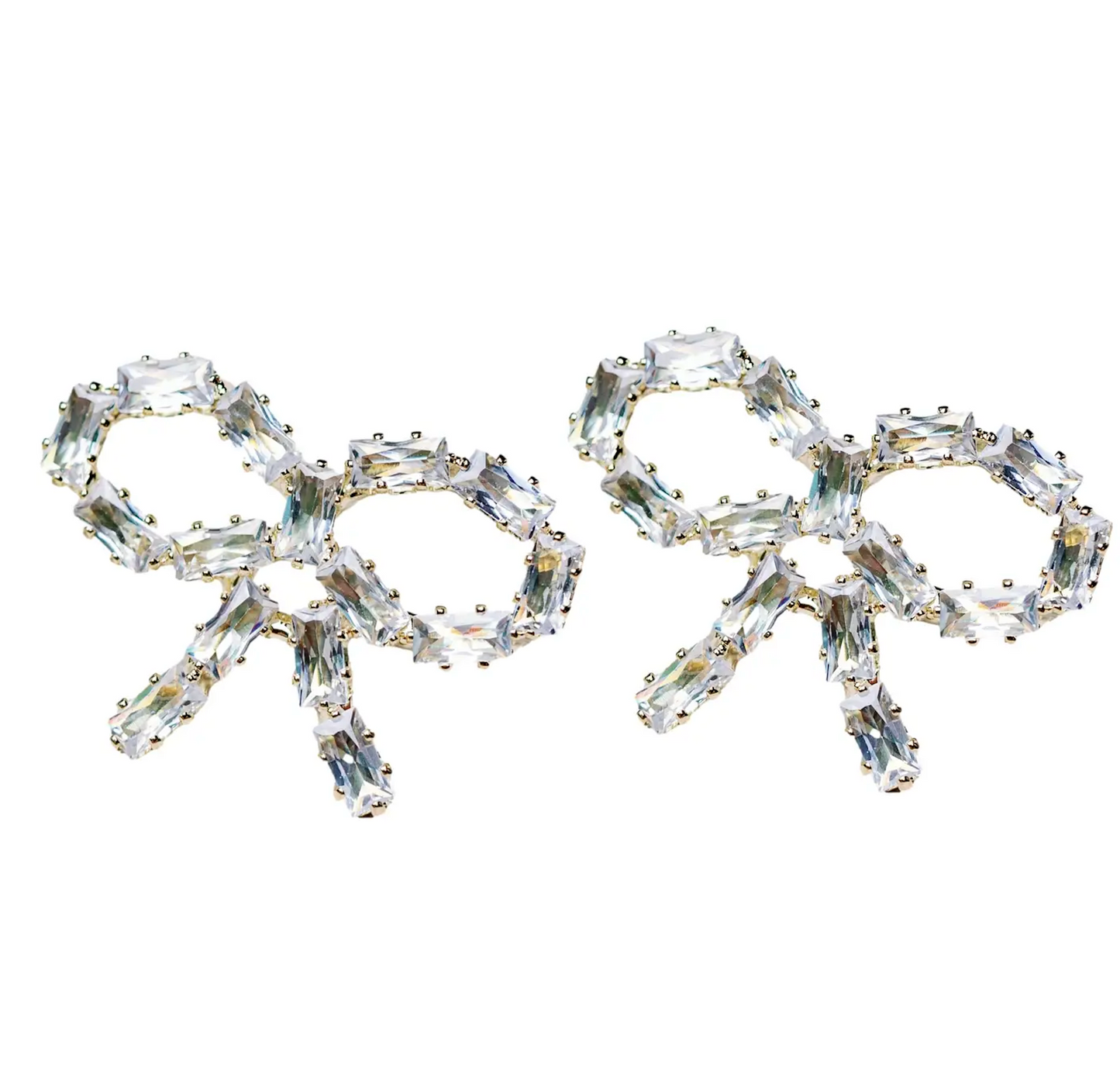 Sparkling Diamond Mini Holiday Statement Bow Earrings
